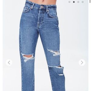 F21 Distressed Mom Jeans